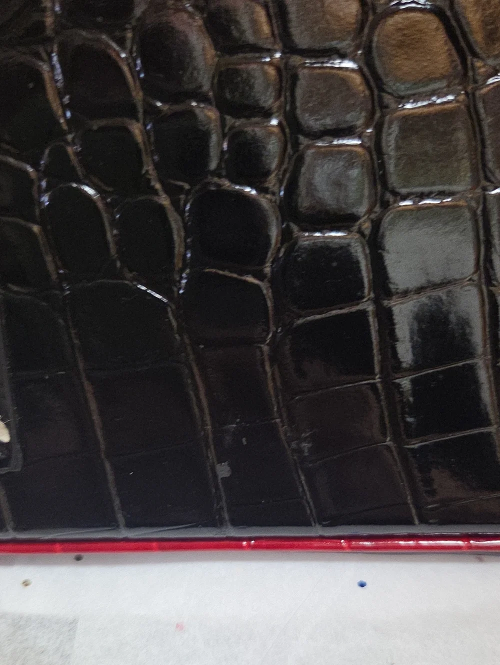 Santo By Paolo De Santo Black Croc-Embossed Tote with Red Trim